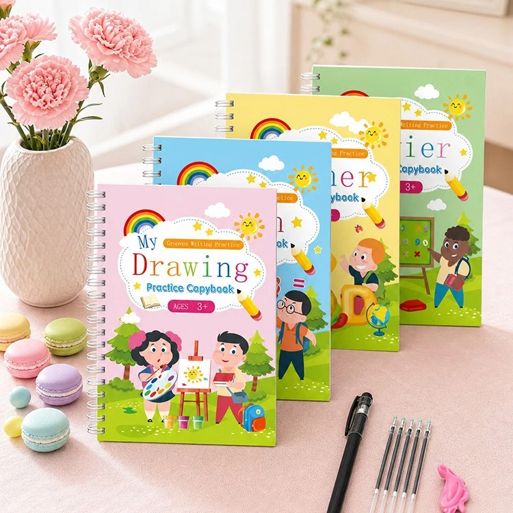Magisch gegroefd schrijfoefenboek, set van 4 boeken